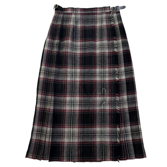 Scottish Sportswear Dresses & Skirts - Vintage Scottish Sportswear Wool Tartan Kilt Skirt 12 Pleated Midi Dark Academia